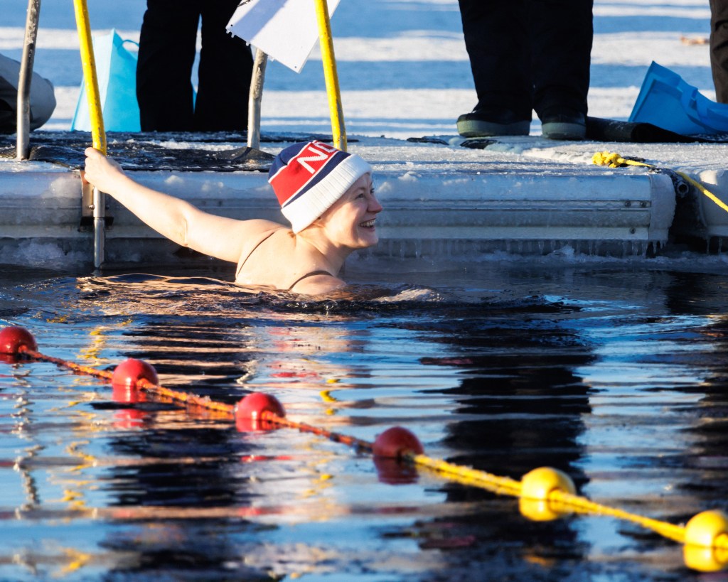 Swimmer at Scandinavian Winter Swimming Championships 2024, Skelleftea, Sweden