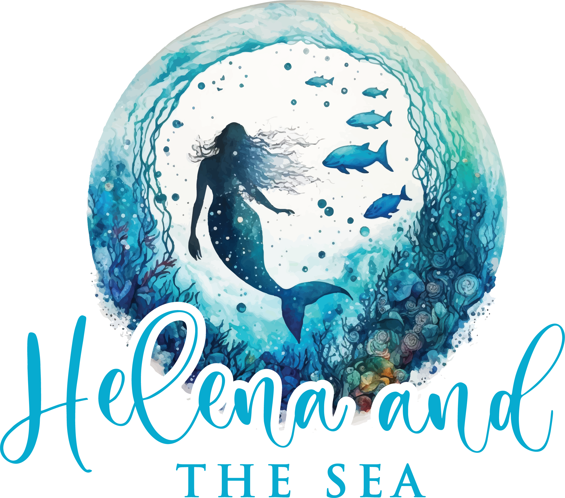 Logo for Helena And The Sea Photography a mermaid swimming underneath the surface