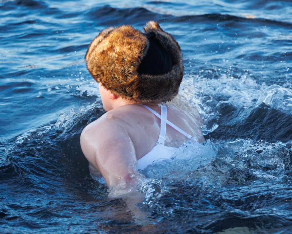 Swimmer at Scandinavian Winter Swimming Championships 2024, Skelleftea, Sweden