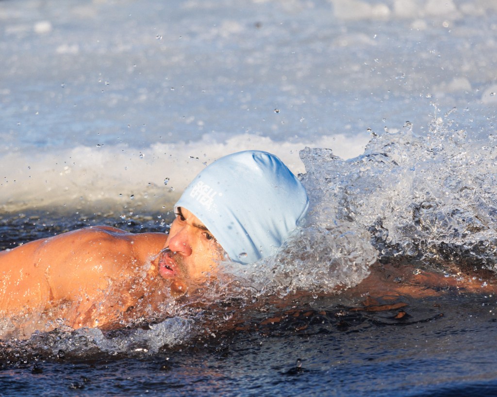 Swimmer at Scandinavian Winter Swimming Championships 2024, Skelleftea, Sweden