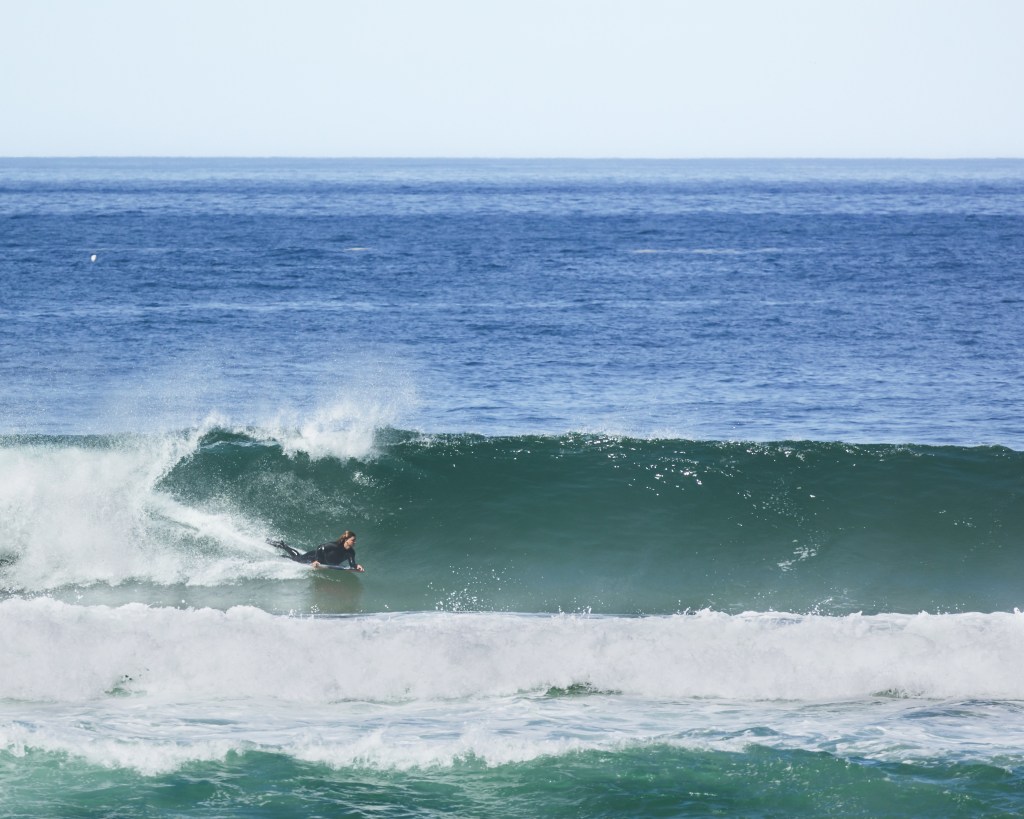 Bodyboard surfer at Praia do Tonel, Sagres, Portugal, April 2023
