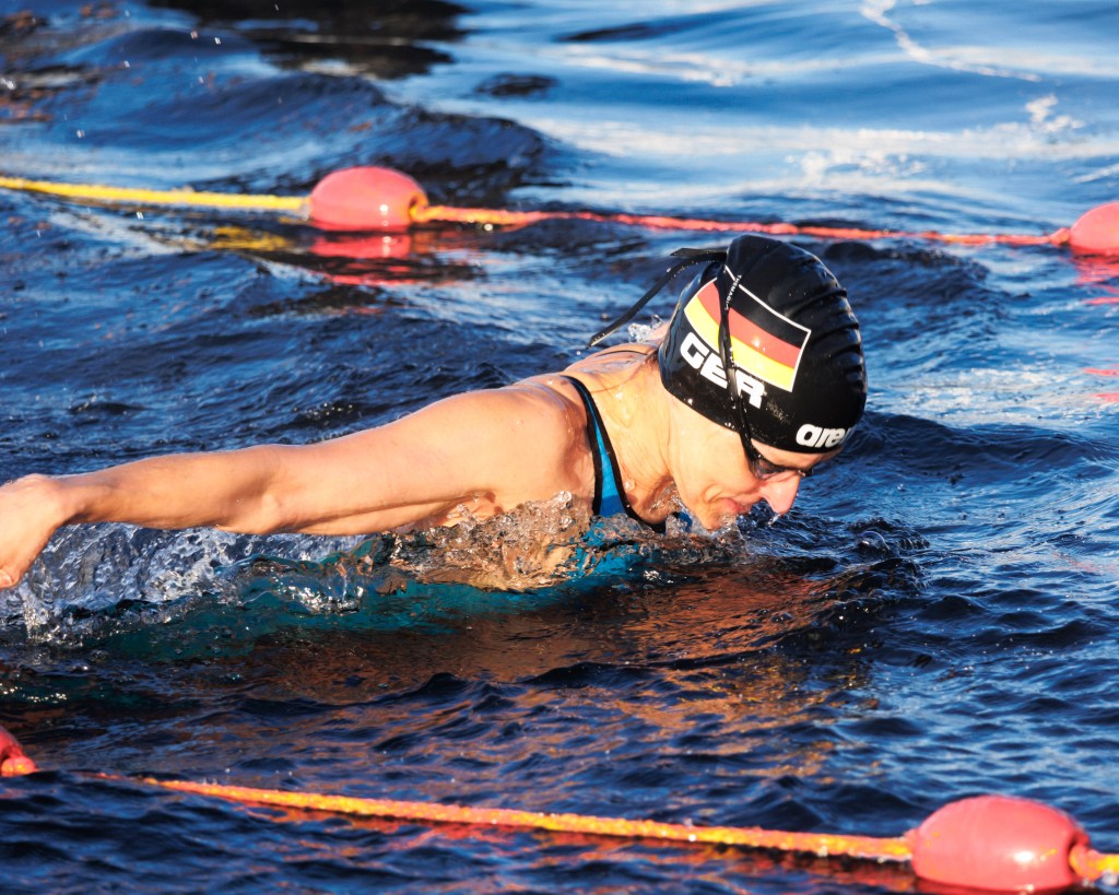 Swimmer at Scandinavian Winter Swimming Championships 2024, Skelleftea, Sweden