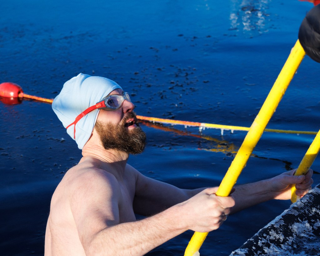 Swimmer at Scandinavian Winter Swimming Championships 2024, Skelleftea, Sweden