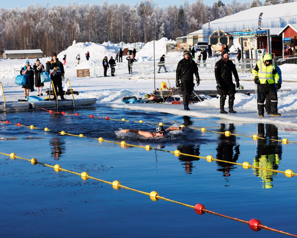 Swimmer at Scandinavian Winter Swimming Championships 2024, Skelleftea, Sweden