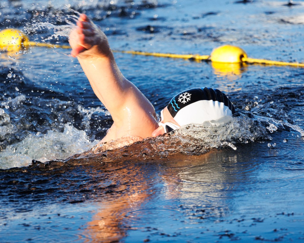 Swimmer at Scandinavian Winter Swimming Championships 2024, Skelleftea, Sweden
