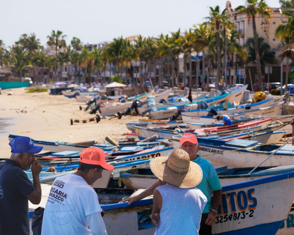 Fishermen at the beach Malecon, Mazatlán, Mexico