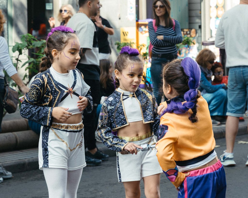 Children playing before the start of the Childrens Carnival parade in Las Palmas, Gran Canaria, Spain February 2026