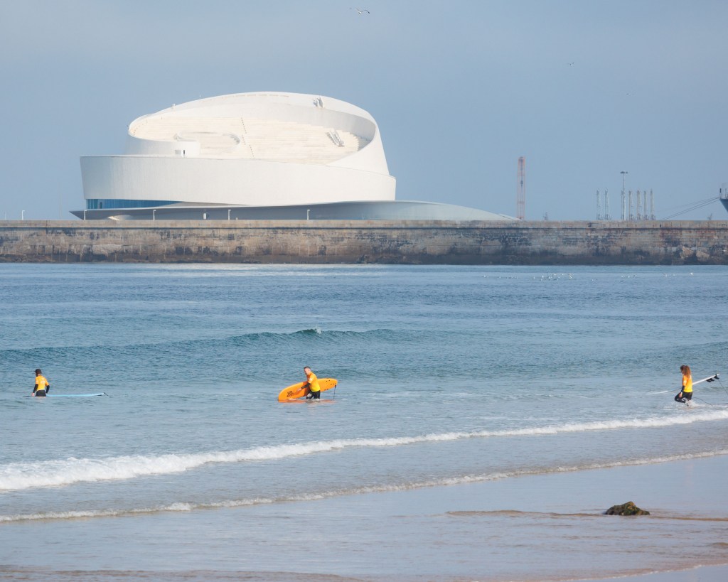 Surfing at Matosinhos, Porto, Portugal