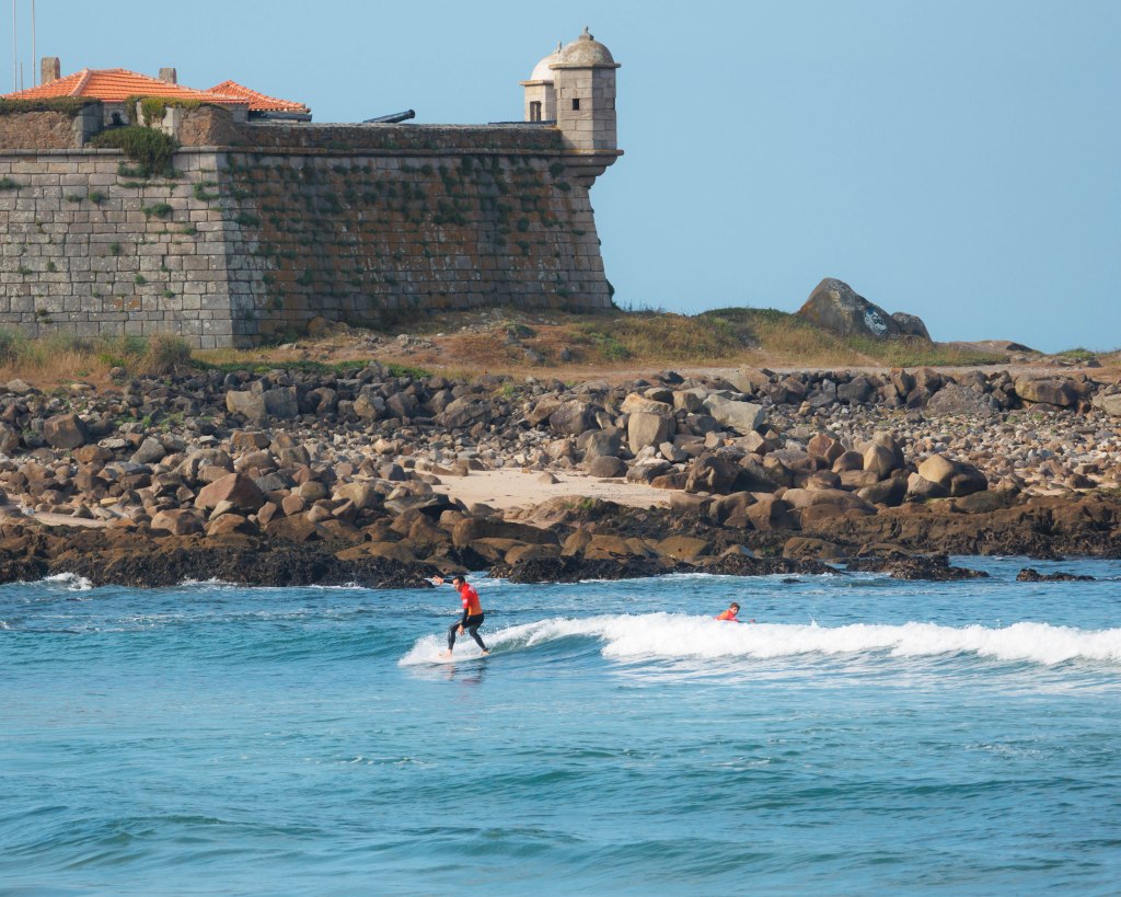 Surfing at Matosinhos, Porto, Portugal