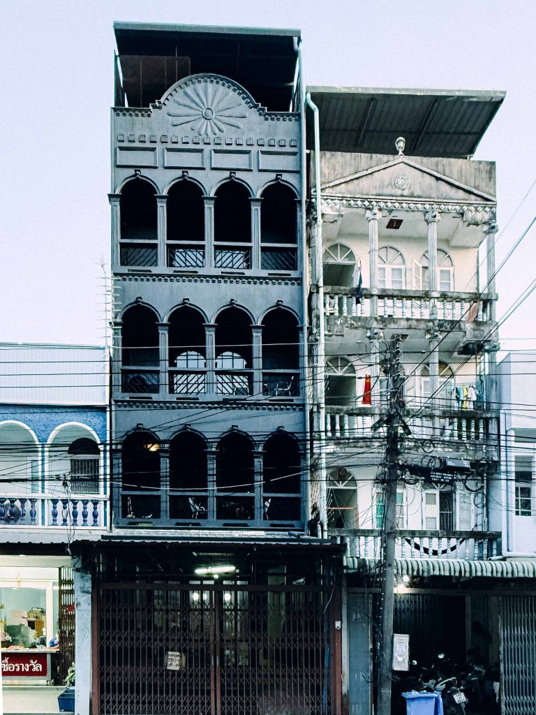 Black and white building in Old Town Phuket, Thailand, January 2026