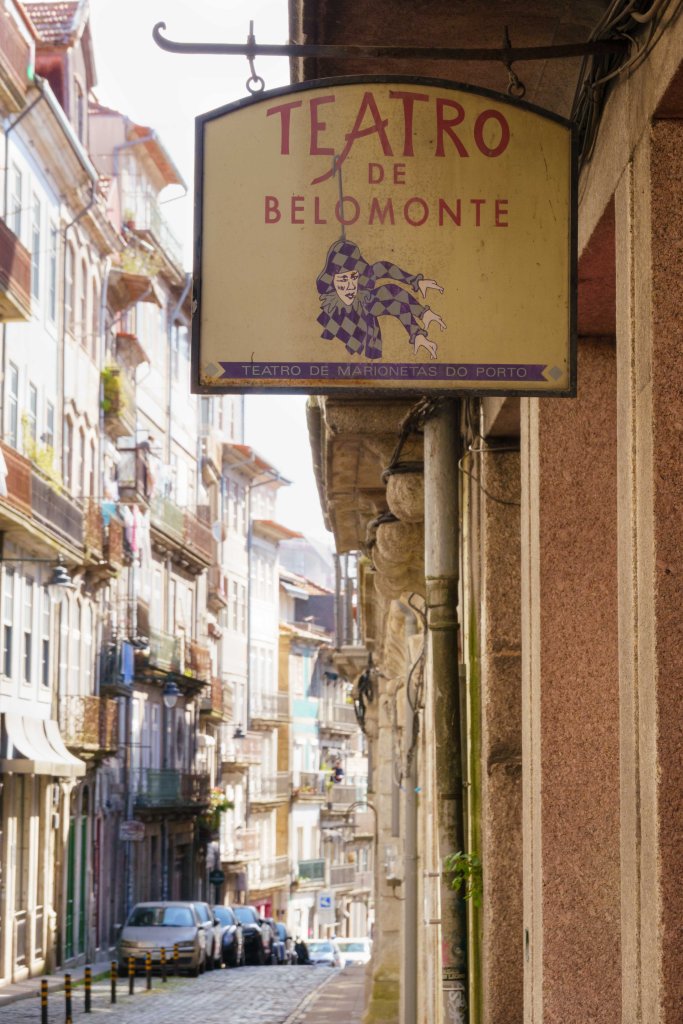 Sign for the Marionette theatre in Porto, Portugal