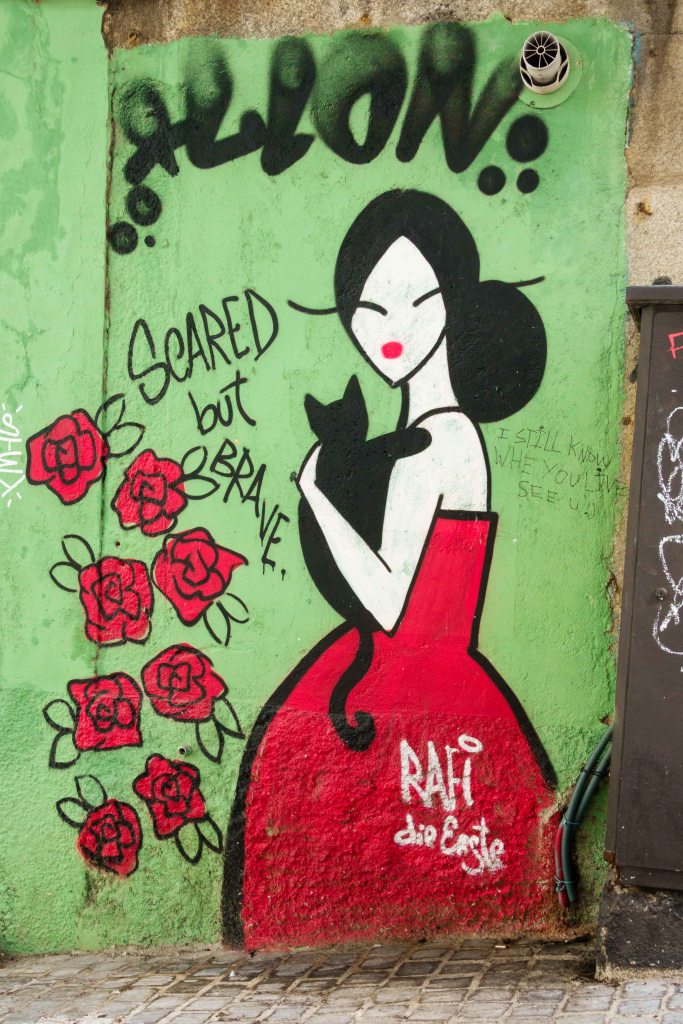 Street art in green theme, Porto, Portugal