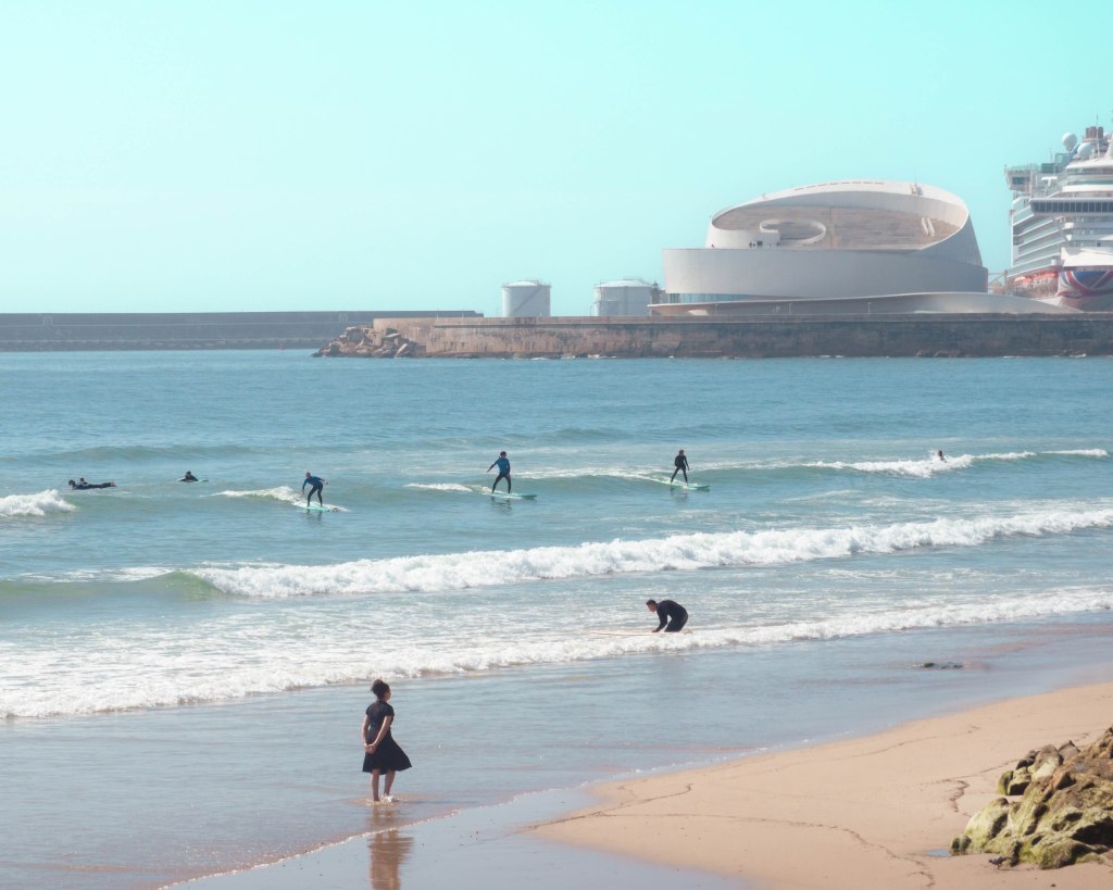 Surfing in Matosinhos, Porto, Portugal