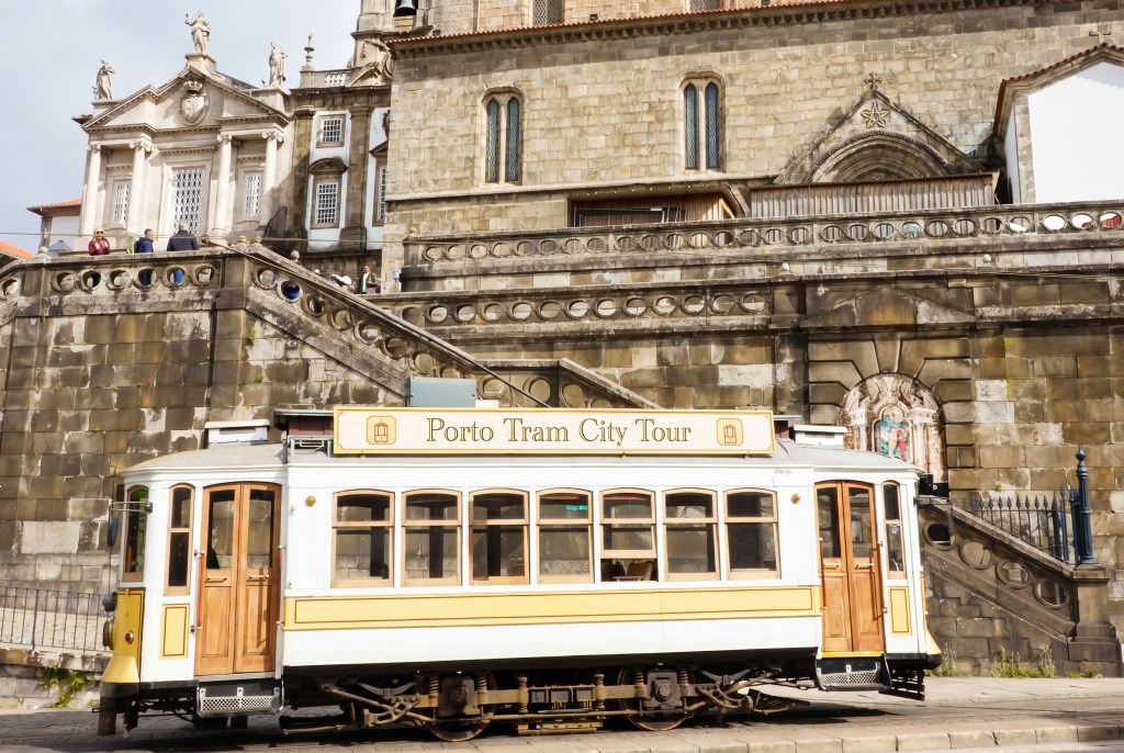 City tour tram in Porto, Portugal