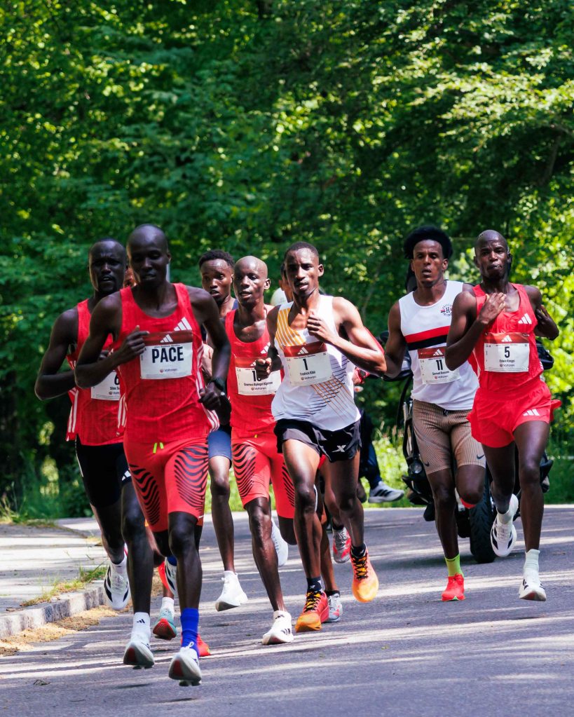 The leaders in Adidas Stockholm Marathon 2025 at Djurgarden, Stockholm, Sweden